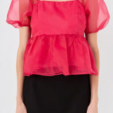 Sheer Organza Baby Doll Top