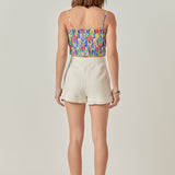 Floral Print Ruffled Cropped Top