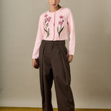Floral Embroidered Knit Cardigan