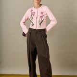 Floral Embroidered Knit Cardigan
