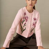 Floral Embroidered Knit Cardigan