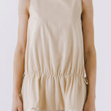 Spaghetti Tie Detail Mini Dress with Elastic Waist