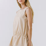 Spaghetti Tie Detail Mini Dress with Elastic Waist
