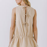 Spaghetti Tie Detail Mini Dress with Elastic Waist