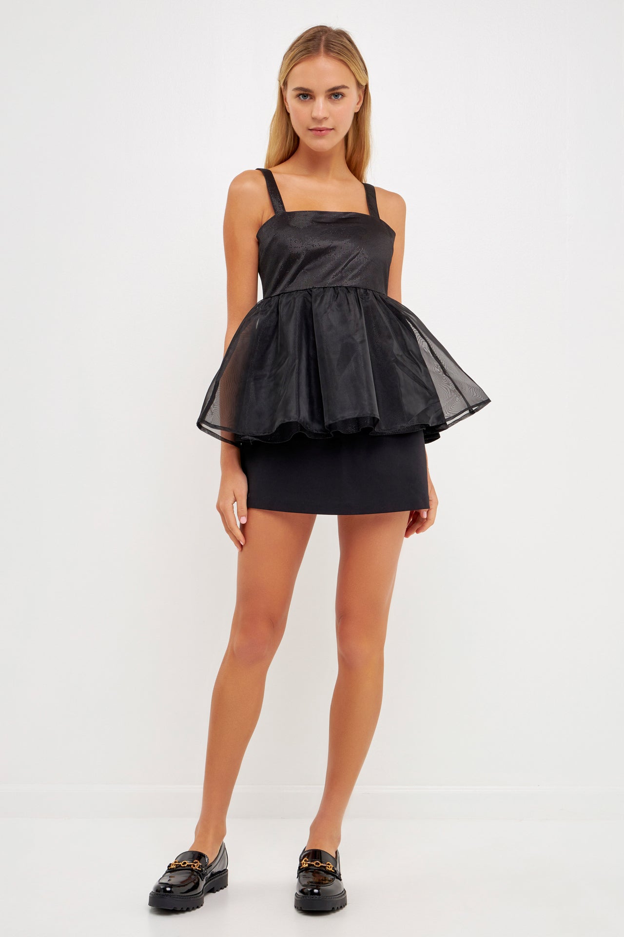 black peplum tank