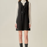 Lace-Up Detail Woven Mini Dress