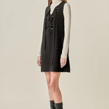 Lace-Up Detail Woven Mini Dress
