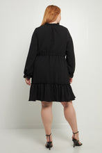 Load image into Gallery viewer, TASSEL TRIM DRESS WITH RUFFLE AT HEM

