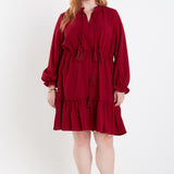 Plus Size Tassel Trim Dress With Ruffled Hem