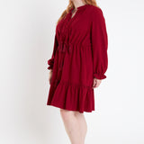 Plus Size Tassel Trim Dress With Ruffled Hem