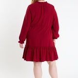 Plus Size Tassel Trim Dress With Ruffled Hem