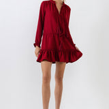 Tassel Trim Dress With Ruffle At Hem