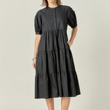 Short Puff Sleeve Midi Dress