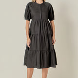 Short Puff Sleeve Midi Dress