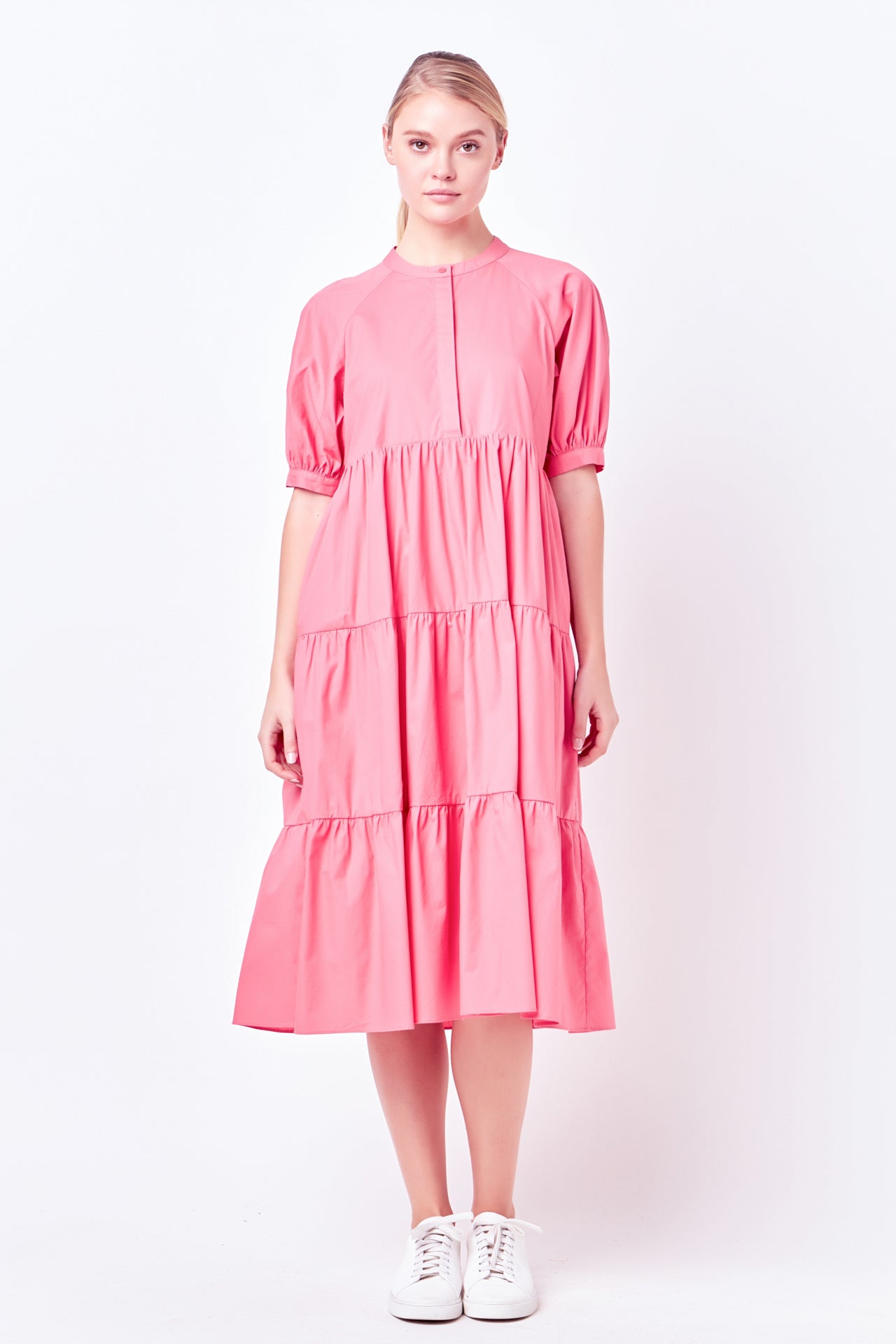 english factory short puff sleeve midi dress Short Puff Sleeve Midi Dress English Factory