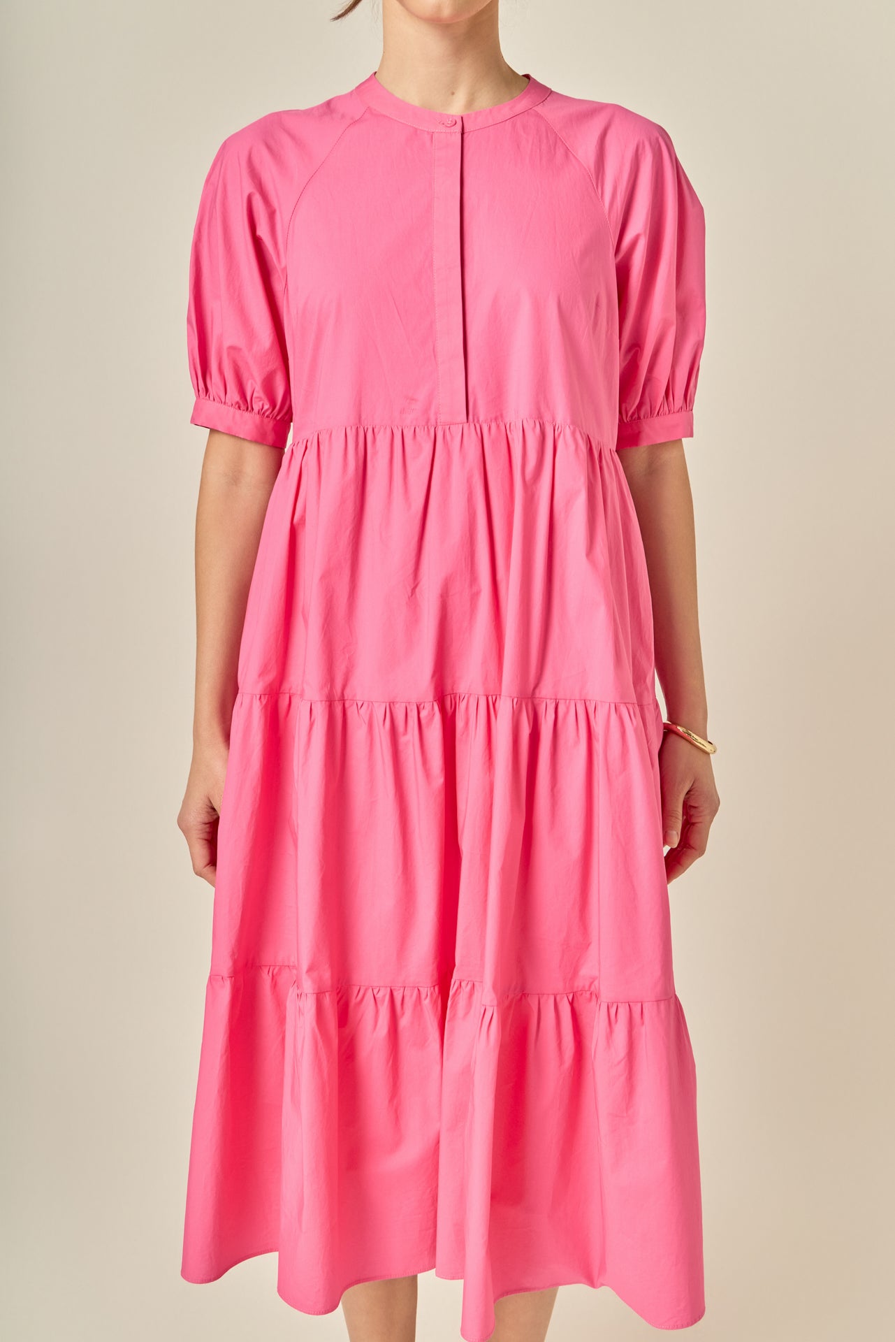 english factory short puff sleeve midi dress English Factory