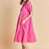 Short Puff Sleeve Midi Dress