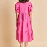 Short Puff Sleeve Midi Dress