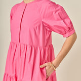 Short Puff Sleeve Midi Dress