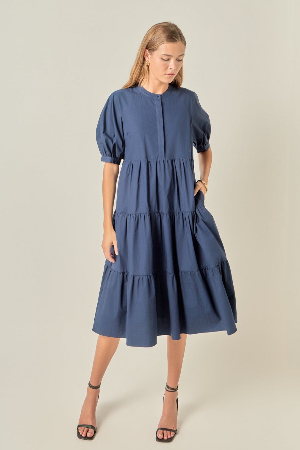 Short Puff Sleeve Midi Dress – English Factory