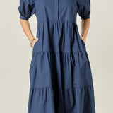 Short Puff Sleeve Midi Dress