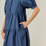 Short Puff Sleeve Midi Dress