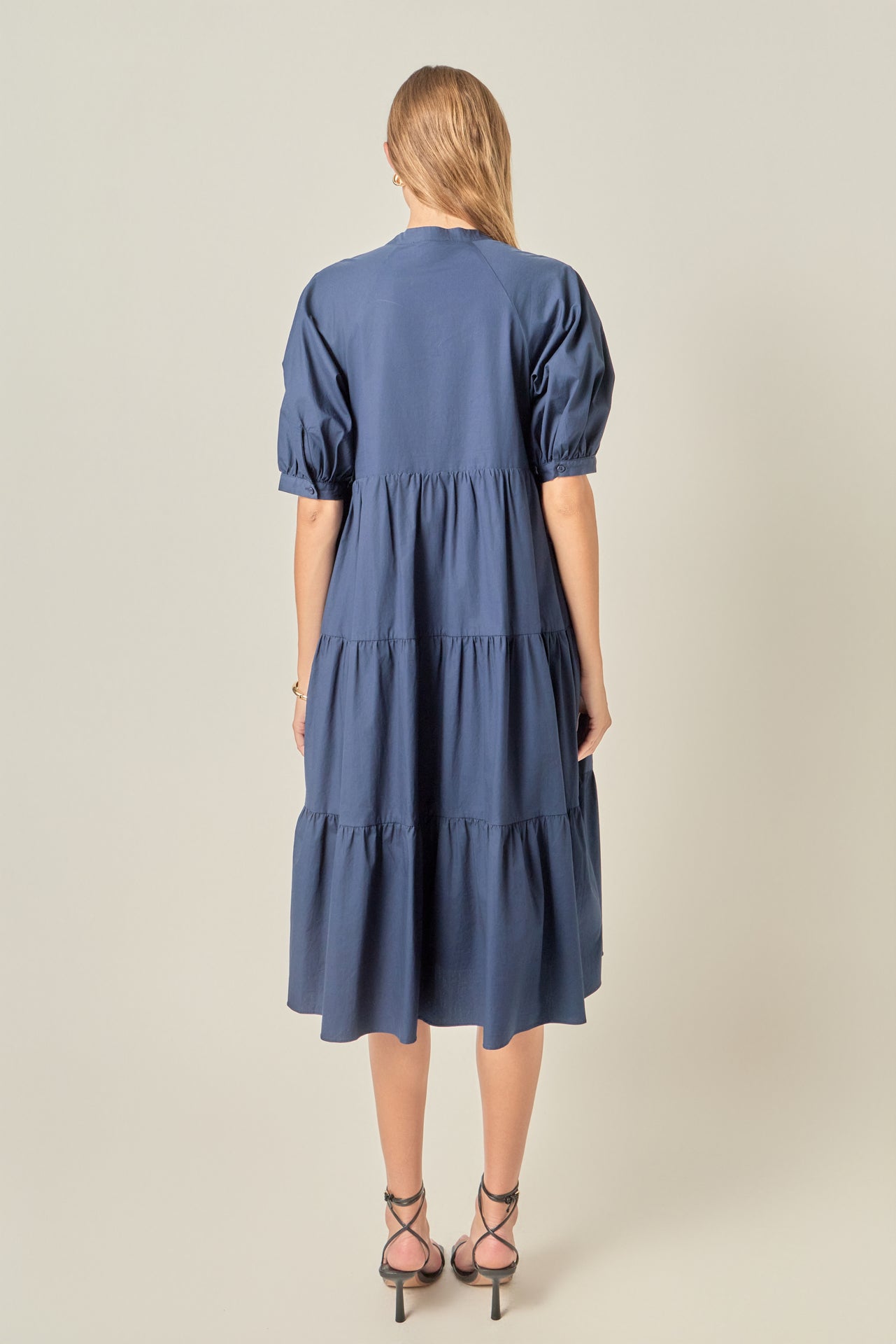 Short Puff Sleeve Midi Dress – English Factory