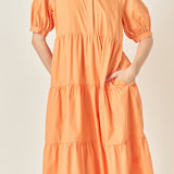 Short Puff Sleeve Midi Dress