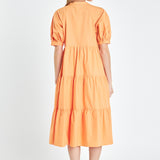 Short Puff Sleeve Midi Dress