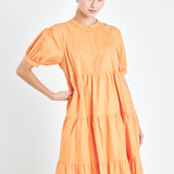 Short Puff Sleeve Midi Dress