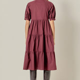 Short Puff Sleeve Midi Dress