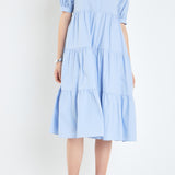 Short Puff Sleeve Midi Dress