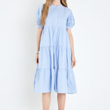 Short Puff Sleeve Midi Dress