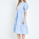 Short Puff Sleeve Midi Dress