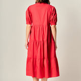 Short Puff Sleeve Midi Dress