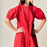 Short Puff Sleeve Midi Dress