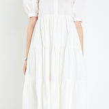 Short Puff Sleeve Midi Dress With Pockets