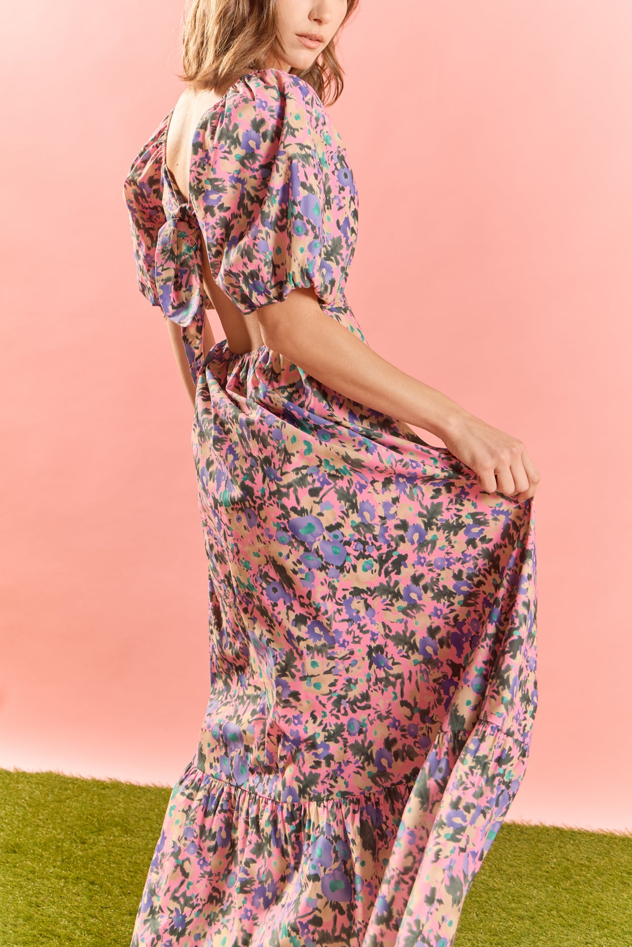 Open Back Tie Maxi Dress – English Factory