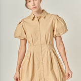 Button Down Bubble Mini Skirt