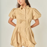 Button Down Bubble Mini Skirt