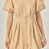 Button Down Bubble Mini Skirt