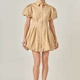 Button Down Bubble Mini Skirt