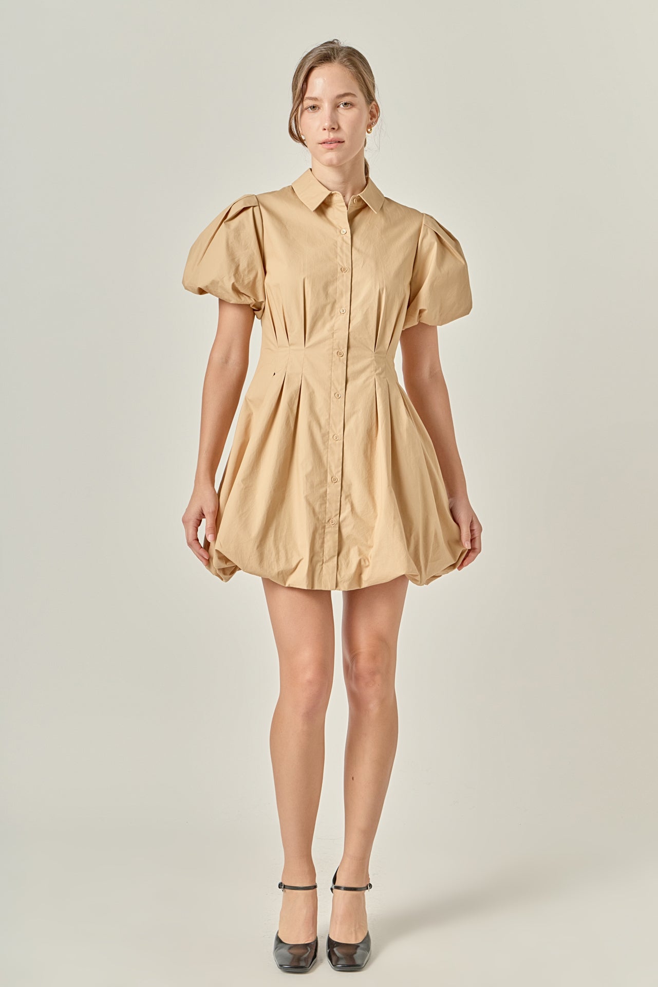 english factory short-sleeve twofer bubble mini dress English Factory Tiered Puff-Sleeve Mini Dress