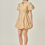 Button Down Bubble Mini Skirt
