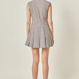 Gingham Pleated Shirt Mini Dress
