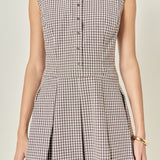 Gingham Pleated Shirt Mini Dress