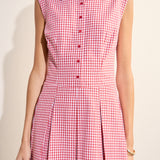 Gingham Pleated Shirt Mini Dress