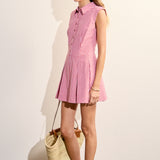 Gingham Pleated Shirt Mini Dress