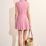 Gingham Pleated Shirt Mini Dress