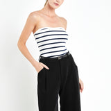 Strapless Striped Knit Top